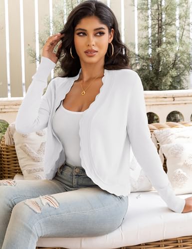 Image of OmicGot Women's Long Sleeve Cardigan Sweaters Open Front Cropped Bolero Shrugs for Dresses S-XL
