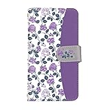 スマ通 シンプルスマホ3 509SH 対応 ケース 手帳 タイプ スマートフォン カバー カードスロット＆ミラー付き 薔薇バイカラー スタンド式 ストラップホール 傷防止 かわいい シンプルスマホスリー用 (B.パープル) vd-0371