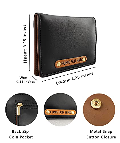 Image of Funk For Hire Leatherette Unisex Card Holder Wallet Pocket Organizer - Black