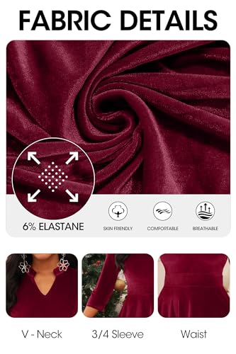 Image of Nmoder Casual Dresses for Women Semi Formal Fit and Flare 3 /4 Sleeve A-line Church Work Dress with Pockets