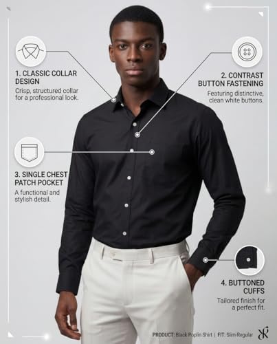 Image of INKAST Men's Cotton Blend Plain Formal Shirt | Full Sleeves Solid Shirts| Straight Regular Fit | Office and Regular Wear