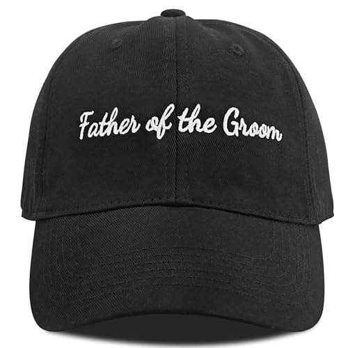 Follner Father of The Groom Hat for Father of The Groom Gifts Adjustable Black Baseball Cap for Wedding Engagement Bridal Shower for Dad