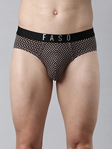Image of F A S O 100% Organic Cotton Brief for Men | Trendy Soft Stretch Fabric Innerwear | Outer Elastic Twin Layered Underwear for Mens | Elegant Printed Ultra-Light Regular Fit Briefs | Multicolored (Pack of 1)