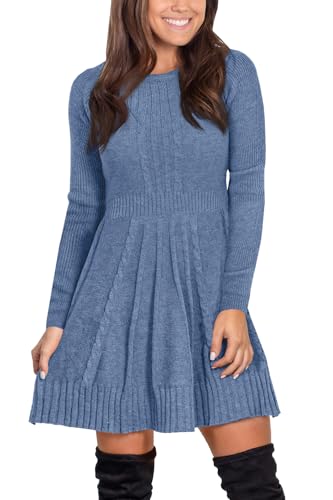 Maisolly Sweater Dress Pullover Tunic Long Sleeve Flare Dress