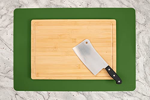 Image of GASARE, Set of 2, Extra Large, Thick, Silicone Mats for Kitchen Counter, Heat Resistant Mats, Countertop Protector, Non-Slip, Easy to Clean, 25 x 17 Inches x 1.4mm, Green
