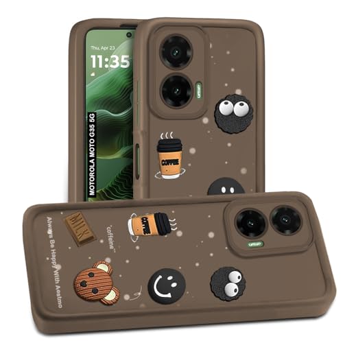 Image of AESTMO Back Case Cover for Moto G35 5G Cover | Cute Fun Cartoon 3D Ball | Coffee Silicone Case | Full Body Protection | Camera Protection Back Cover for Moto G35 5G (Brown)