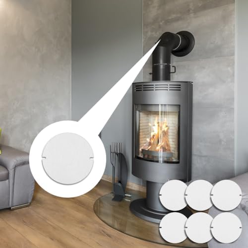 Flintronic 6 stuks kachelpijpafdichtingen, 155 mm kachelpijppakking, vlamafdichtingen, kachelpijpafdichting voor kachelpijpkleppen, hittebestendig tot 1260 ° C keramische vezelmat kachelpijpafdichting
