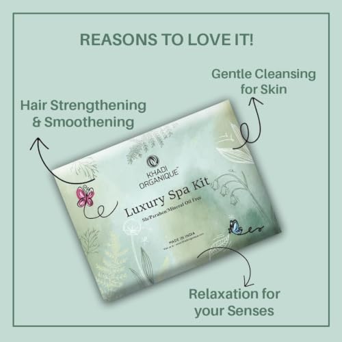 Image of Khadi Organique Luxury Spa Kit with Shower Gel, Moisturizer, Massage Oil, Body Polisher & Body Wrap For Men and Women | Suitable for All Skin Types