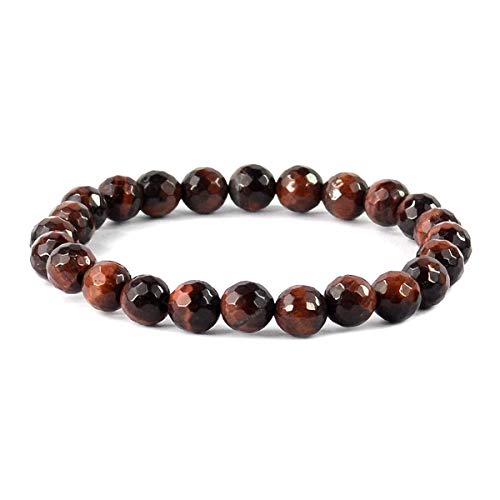 Image of Reiki Crystal Products Natural Crystal Stone 8 mm Faceted Diamond Cut Beads Bracelet for Men & Women | Reiki Charged Gemstone Bracelet | Multiple Stone Variants Available