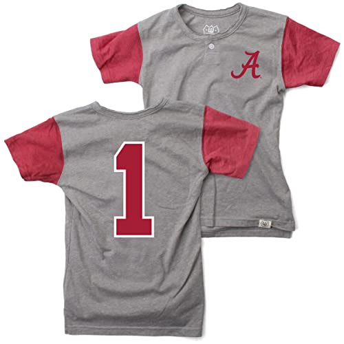 Wes and Willy Youth Boys College Short Sleeve Henley Shirt (Alabama Crimson Tide, Youth Large)