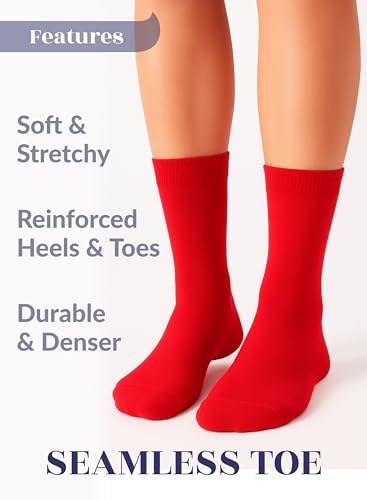 Image of Hugh Ugoli Women's Thin Soft Rayon Derived from Bamboo Crew Socks for Dress, Trouser, Seamless Toe & Non-Binding, 5-8 /9-11