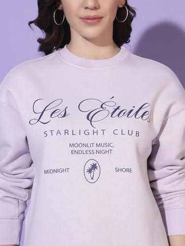 Image of Women's Sweatshirt | Cotton Blend Fleece Winter Top | Full Sleeve Crew Neck | Printed Casual Wear for Women | XS-XL