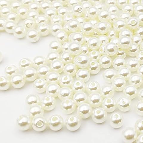 Pearls Beads, 1450 Pcs Round Loose Art Beads, 6mm White Pearls, Luster Glossy Polished Pearl Beads for DIY Art Craft Jewellery Making Decorations Beads Pearls Cover