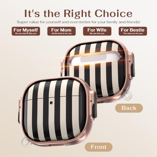 Image of for AirPods 4 Case with Safety Lock, Magsafe Compatible,Black White Stripes