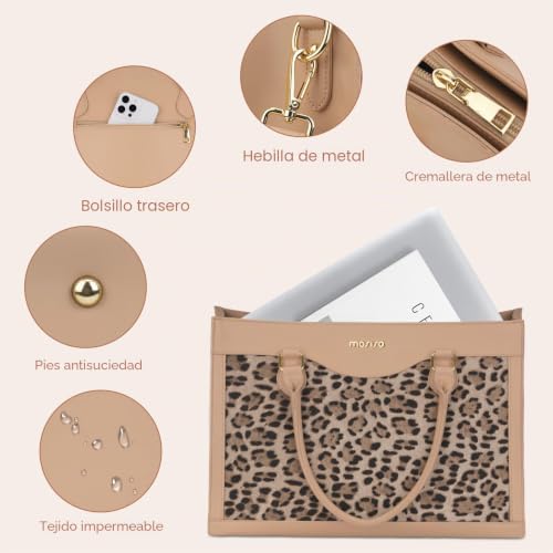 Computer maletín para mujeres con compartimento impermeable de gran capacidad leopardo 6