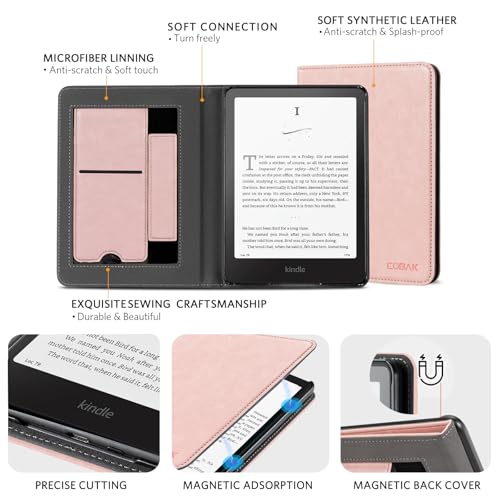 Image of CoBak Stand Case for 7 inch Kindle Paperwhite 12th Gen 2024 and Kindle Colorsoft with Hand Strap - Compatible with iPhone MagSafe, for Samsung /Belkin /Anker Wireless Charging Pads, Durable, Auto Sleep Wake