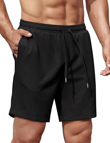 COOFANDY Men's Gym Workout Shorts 7 Inch Quick Dry Athletic Shorts Lightweight Running Shorts for Summer Spring Fall Black
