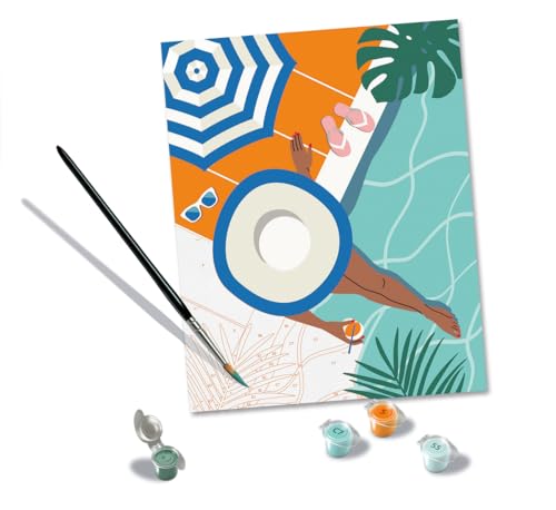 Ravensburger - Creart Trend C: Relax In Piscina, Dipingere Con I Numeri, Kit Pittura Adulti, Idea Regalo Donna O Uomo, 14+ Anni, 24X30 Cm