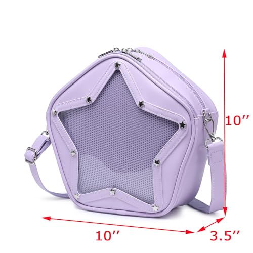CHERRY SAUCE Kawaii Star PU Leather Ita Bag Y2k Shoulder Crossbody Bag Aesthetic Cute Pin Display2