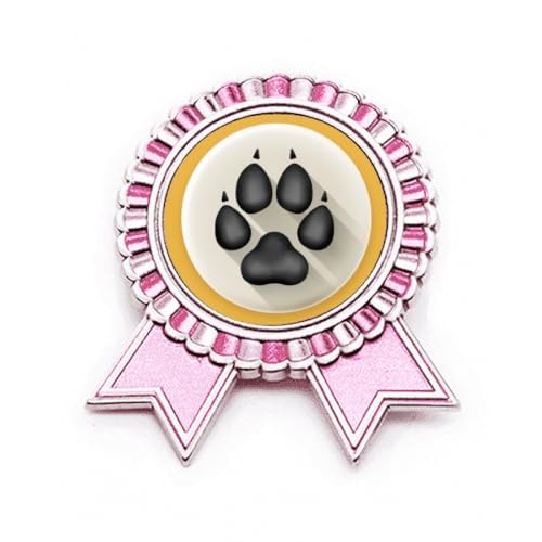 Broche griffe de chien noire médaille rose accessoire métal taille M