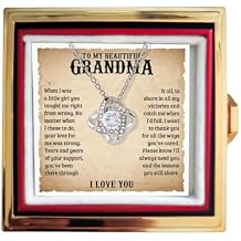 Grandma Gifts From Granddaughter Christmas Mothers Day Birthday Necklace Gift From Grandson To My Grandmother Pendant Jewelry Present with Message Card and Gift Box
