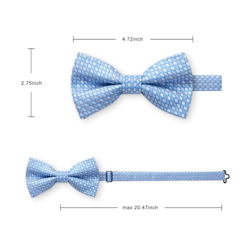 Image of HISDERN Mens Plaid Bow Tie Set Pocket Square and Cufflinks Bowtie