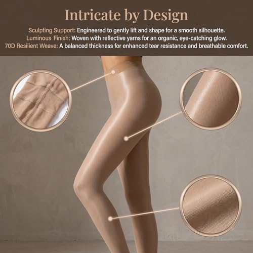 2 pares de medias para mujer antiroturas mallas de baile brillantes color piel 2