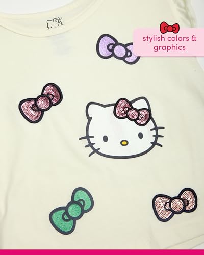 Image of Hello Kitty Girls Skirt Set - 2 Piece Short Sleeve T Shirt and Tutu Skirt Kids Outfit Set (Sizes: 2T-12)