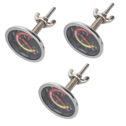 Cabilock 3 pcs Bimetallic Oven Thermometer Stainless Steel BBQ Grill Thermometer for Cooking Lightweight Easy to Read Temperature Gauge for Kitchen and BBQ Use Black Finish