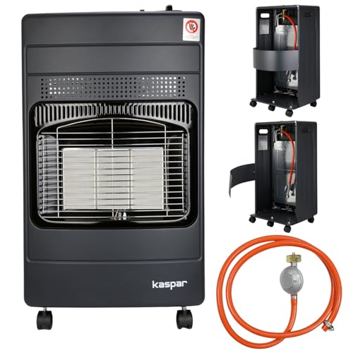 Kaspar Gasheizer Mit Gasdruckregler Gasschlauch Gasheizofen Heizstrahler 1500 2800 4200 W Gasheizung Für Innenräume Außen Terrasse Camping Zelt Für...