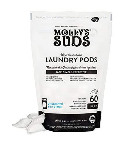 Image of Molly's Suds Laundry Detergent Pods | Natural Detergent for Sensitive Skin | Ultra Concentrated and Stain Fighting | Unscented - 60 Count