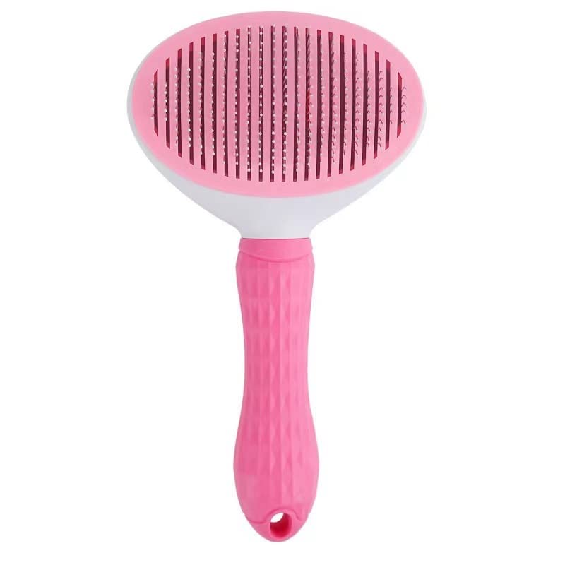 Pet Brush, Pet Brush Pet Dog Hair Brush Cat Comb Grooming And Care Cat Brush Stainless Steel Comb For Long Hair Dogs Cleaning Pets Dogs Accessories Pet Brushes(Pink)