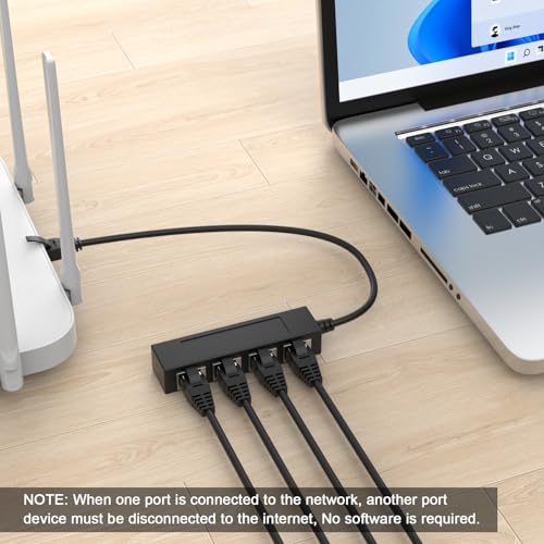 Image of RJ45 1 Male to 4 x Female LAN Splitter Adapter Cable Suitable Super Cat6 | Ethernet Splitter Cable Suitable Super Cat5, Cat5e, Cat6, Cat7 LAN Ethernet Socket Connector Adapter ONE Internet