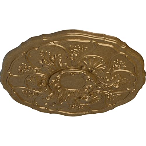 Image of Ekena Millwork CM22CNPAS 22 OD x 1 1 /2 P Cornelia Ceiling Medallion (fits Canopies up to 4 inch), Hand-Painted, Pale Gold