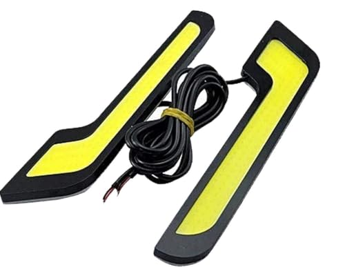 Image of COB L-Shaped 12V LED DRL Light, 7 cm, Super Bright, White and Yellow, Daytime Running Lights