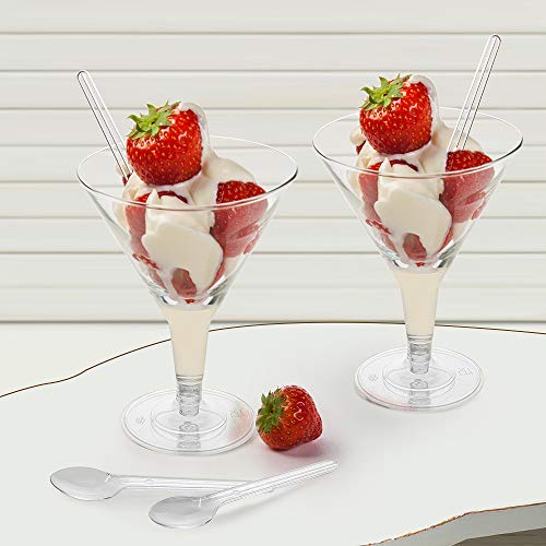 Selftek 20Pcs Disposable Plastic Martini Glasses, 7 Oz/200Ml Mini Dessert Cups With 25Pcs Spoons, Appetizer Dessert Cups Drinkware For Home Bar Restaurant Party Supply #TOP6