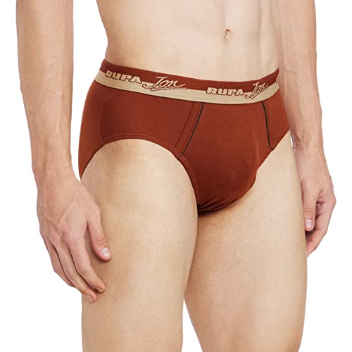 Image of Rupa Jon Plain Brief for Men, 100% Cotton Material, Outer Elastic, Pack of 10