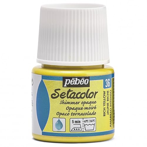 Pebeo Setacolor Opaque Fabric Paint 45-Milliliter Bottle, Shimmer Rich Yellow