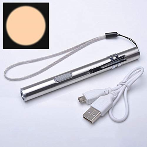 Mobestech Lanterna de LED recarregável USB para uso de diagnóstico de emergência com clipe (luz bran