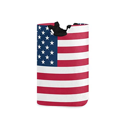 Canasta de lavander�a con bandera americana, bolsas grandes y sucias, plegables, impermeables, duraderas, redondas, de Oxford, para el d�a de la independencia, plegable, de almacenamiento, organizaci�