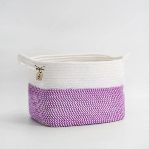 Image of GUDDE Cotton Rope Woven Storage Basket for Toys, Laundry & Blankets | Nursery Organizer Bin | Dog Toy Basket | Decorative Gift Hamper | Jute Style Home Storage (pink mix)