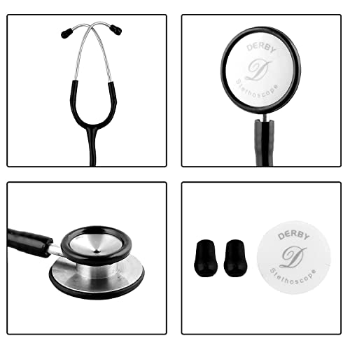 Image of Dr. Tech Classic II SS Stethoscope Heart Beat Monitoring Chest Piece Medical Instrument for Doctors, Nurses (Black)