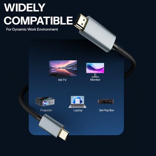 Image of Basesailor HDMI to USB-C Cable 1.5M (4.9ft), 4K UHD Type-C to HDMI Adapter Cable for Monitor & TV, USB C to HDMI Cable for Laptop /Phone, HDMI Cable Type C USB Connector Compatible Devices by AIL-KIN