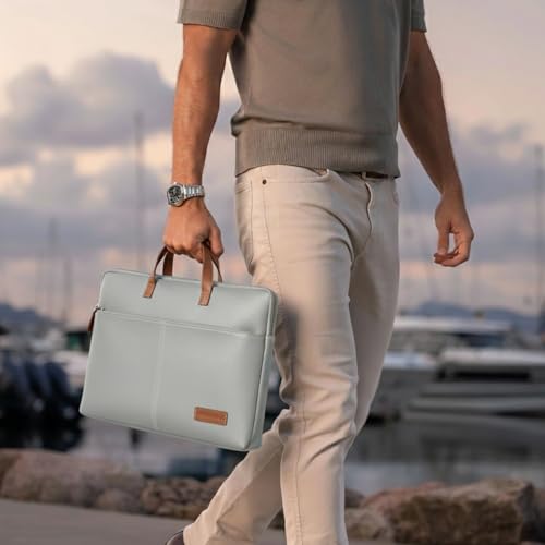 Image of Giordano Unisex 15 Inch Laptop Sleeve PU Bag for Professionals | Premium Leatherette | Water-Resistant & Padded Slim-Fit with Trolley Strap for Men & Women