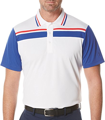 PGA TOUR Men's Golf Performance Short Sleeve Stacked Color Blocked Polo Shirt
