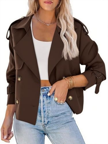 Trench-coat court pour femme utcoco : veste d'automne double boutonnage élégante