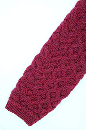 Aran Crafts Women's Traditional Irish Cable Cowl Neck Sweater (Cw4885-Sm-Fush) Fushia #TOP4