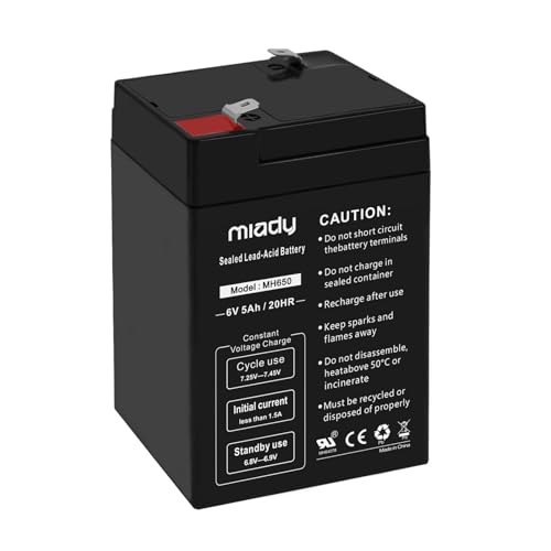 Miady 6V 5Ah Rechargeable Sealed Lead Acid Battery (1 Pack)