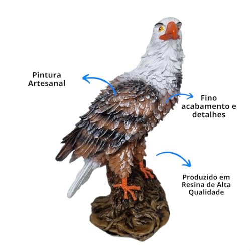 Águia Gavião Espanta Pombo em Resina Estatueta aguia decoração