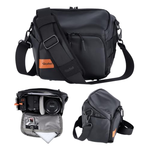 Sac Appareil Photo, Rollei Fotoliner Ocean Bag M Sac à Bandoulière Moyen Sacs à Épaule avec Bandoulière Réglable Sacs de Photographe Imperméable pour Appareil Photo Reflex Numérique et Accessoire Noir